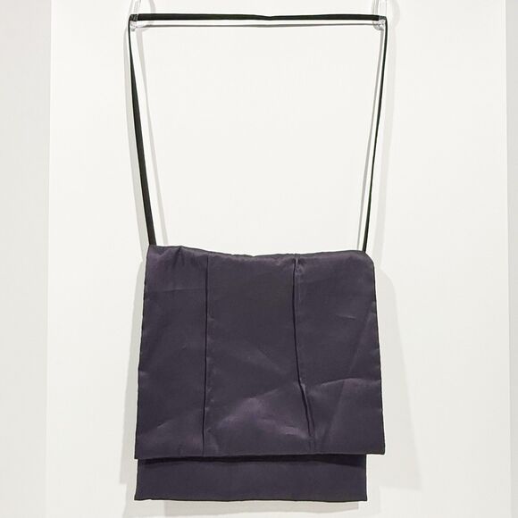 Women Satin Crossbody Shoulder Bag Dark Blue Fold Over Flap 11x12 in - Picture 6 of 16